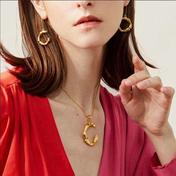 Bamboo letter necklace initial alphabet monogram - Picture 6 of 8